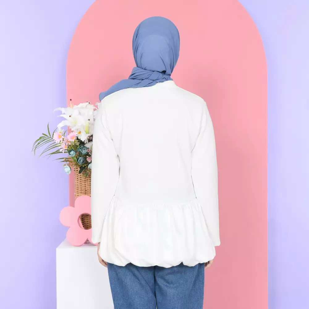 Fhia Balloon Top - Long Broken White M19645 R98S3