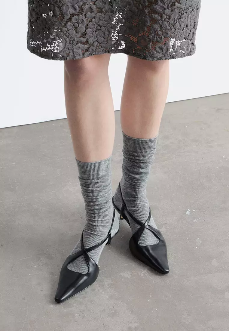 Criss-Cross Leather Slingback Pumps