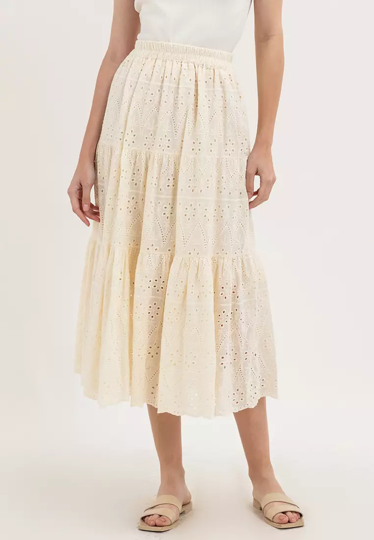 Ella Eyelet Long Skirt