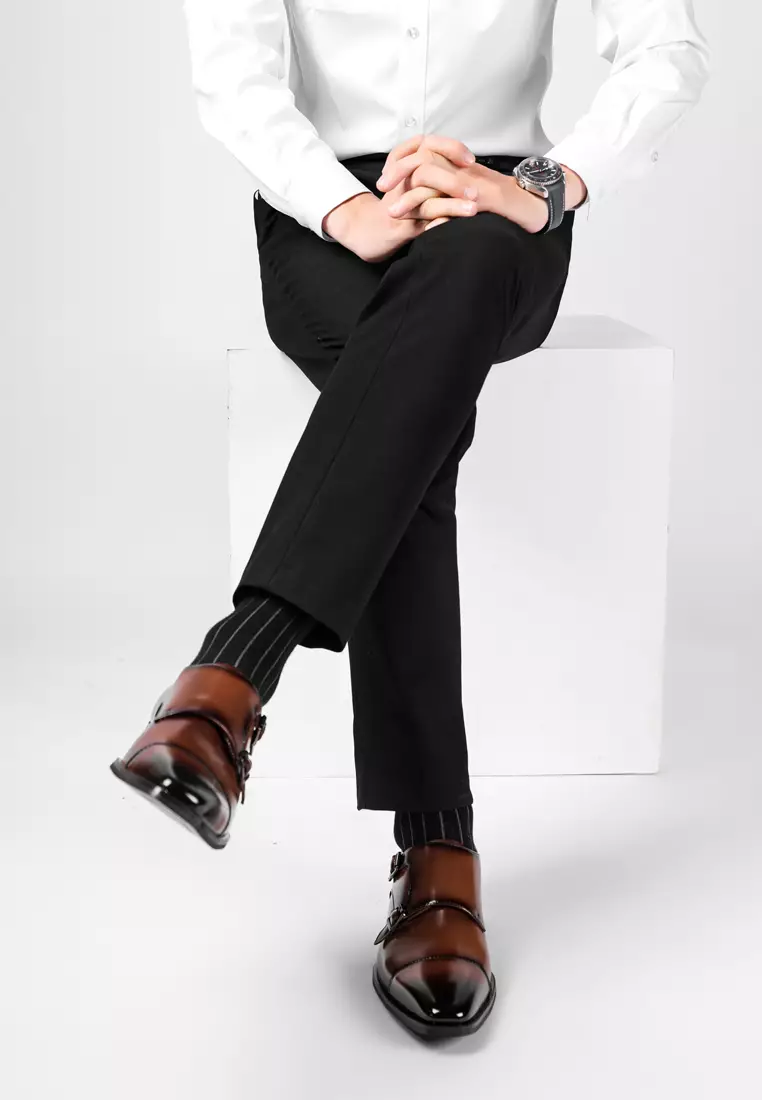 Leather Monk Strap Shoes MK5009-2