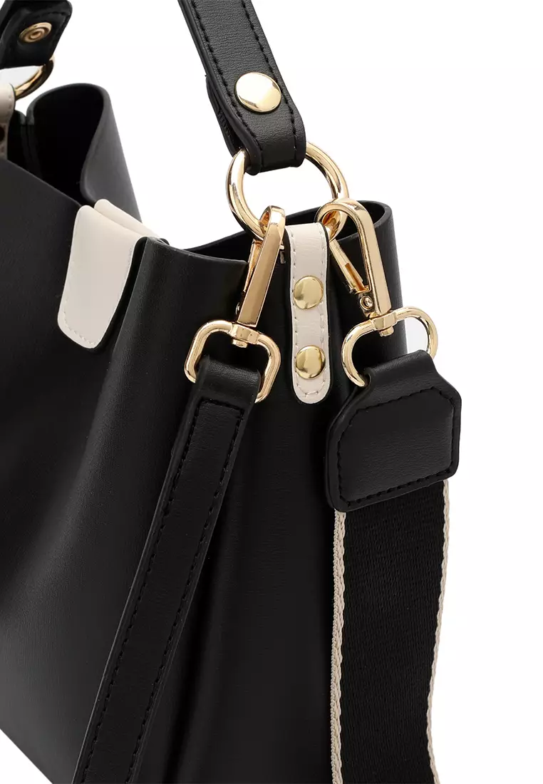 2-In-1 Top Handle Bag Sling Bag & Sling Bag - Black