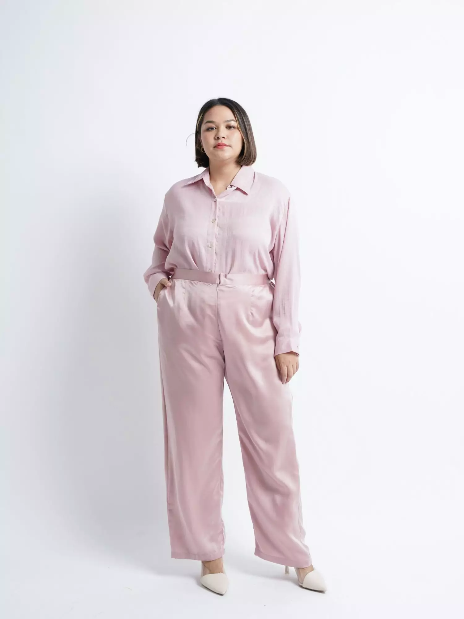 Plus Size Silk Pants Nolan Pink