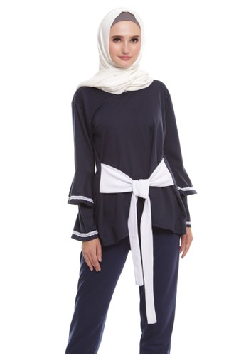 Ryma Hand Bell Top Navy - White