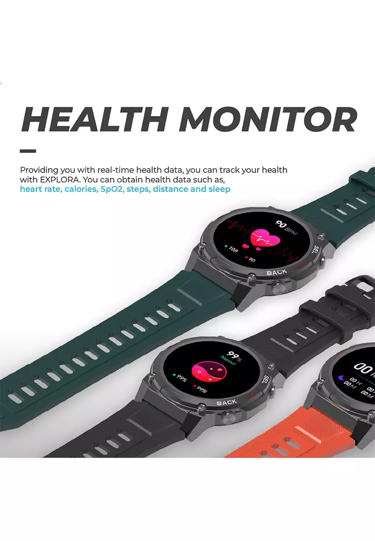 Digitec Explora - Smartwatch - Jam Tangan Pintar Pria - Black - Rubber Strap