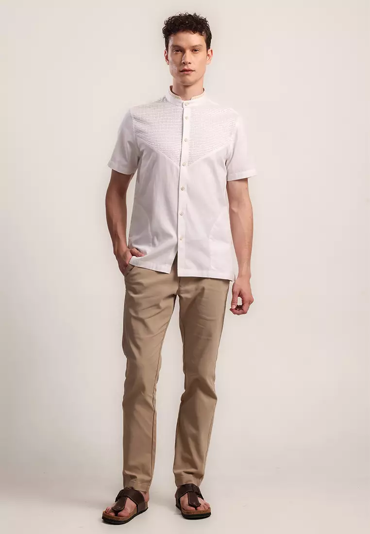 MOC Kemeja Shanghai Lengan Pendek Pria Toro A - White