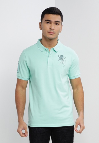 GIORDANO green Men's 3D Lion Embroidered Stretch Pique Short Sleeve Polo 01011222 8D42DAAFED3A49GS_1