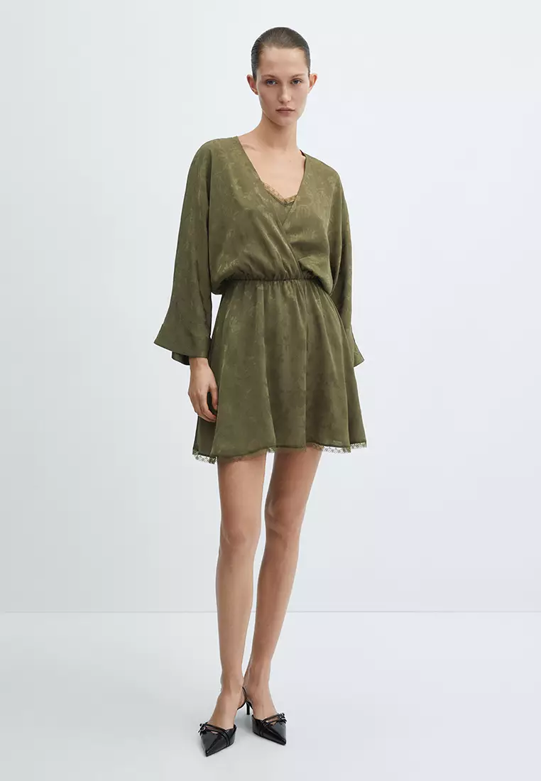 Satin Floral Jacquard Dress