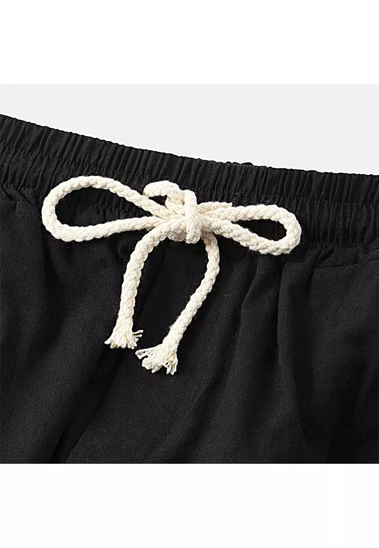 Cotton Linen Solid Color Beach Shorts YL-DK01