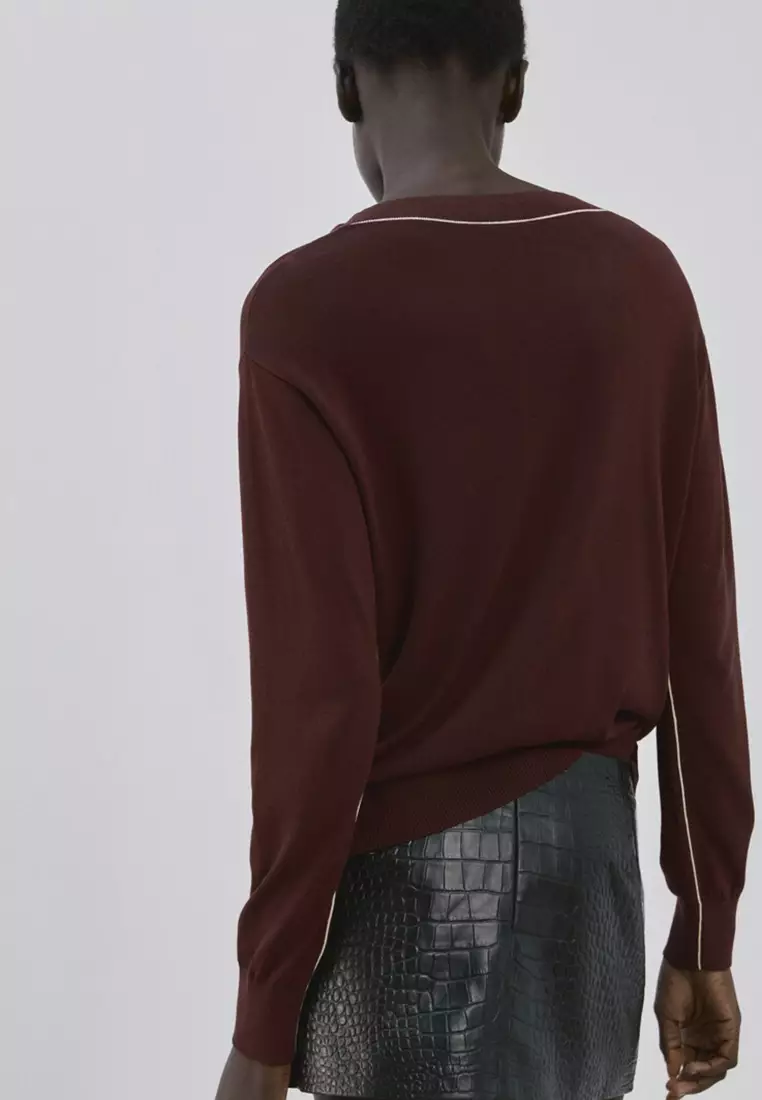 V-Neck with Contrasting Trim Sweater