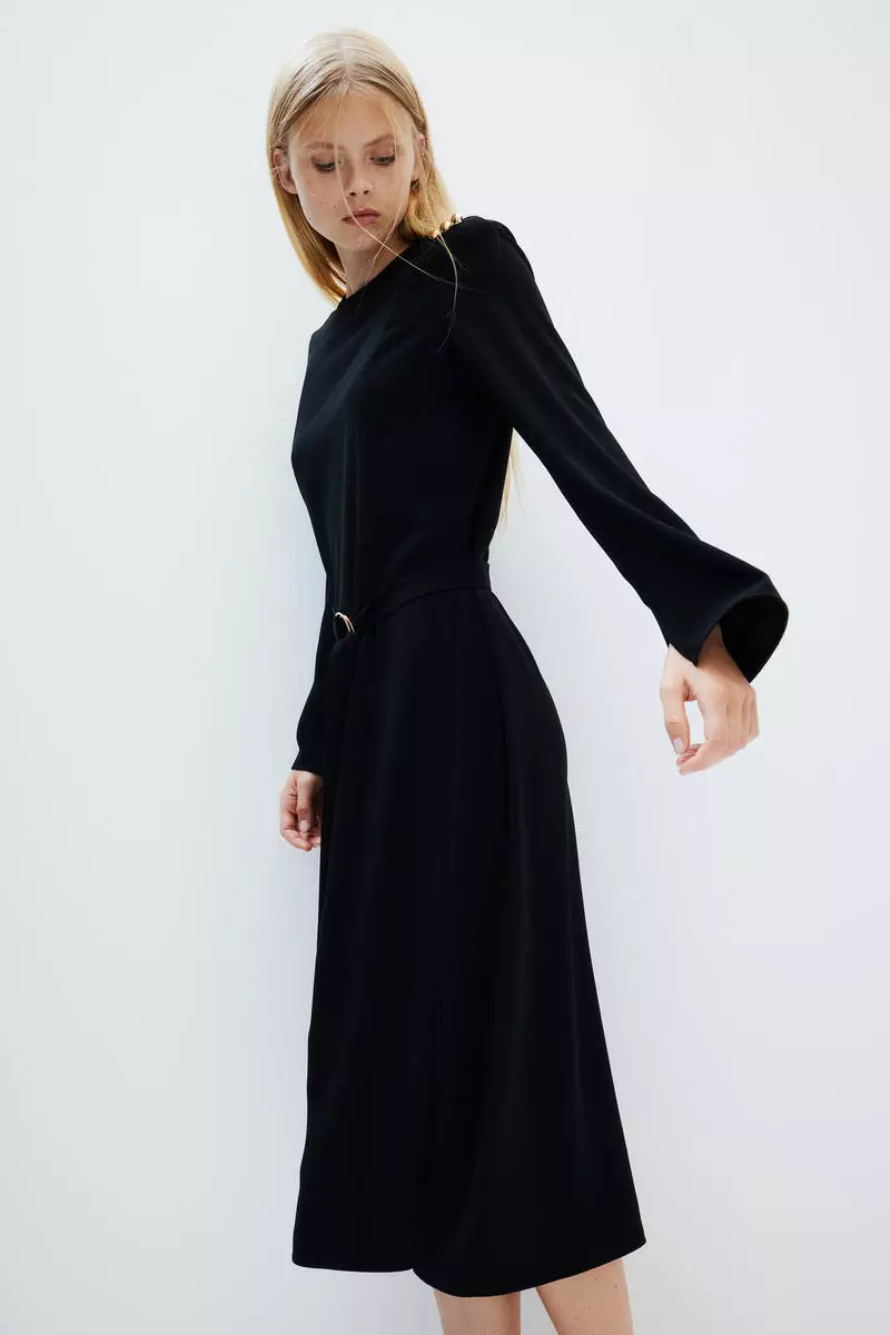 Belted twill dress