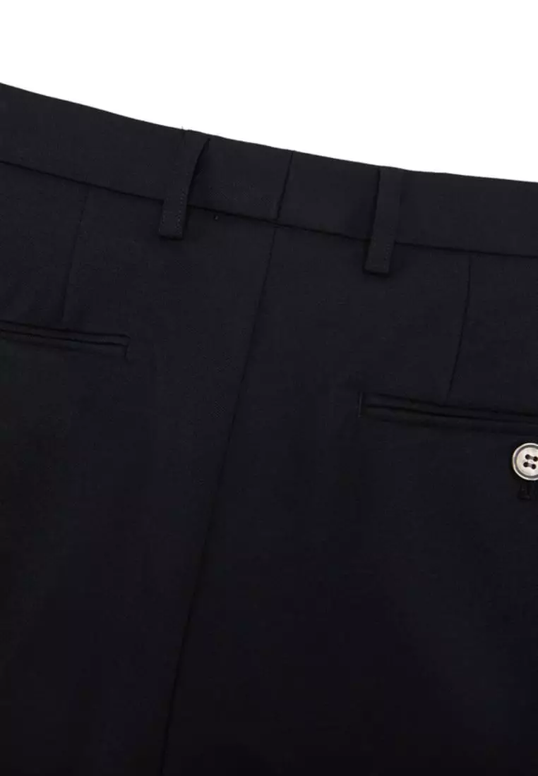 Teflon Smart Fit Twill Suit Pants with Elastic Waist Band