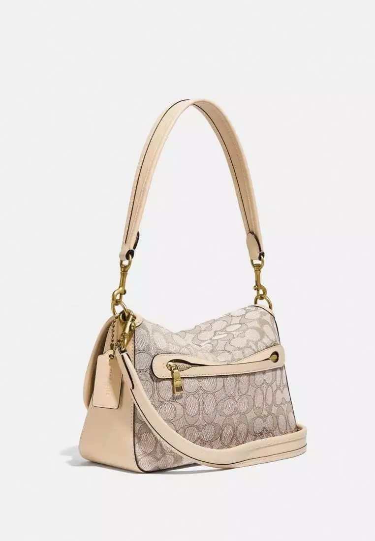 Coach Soft Tabby Shoulder Bag In Signature Jacquard Stone Ivory