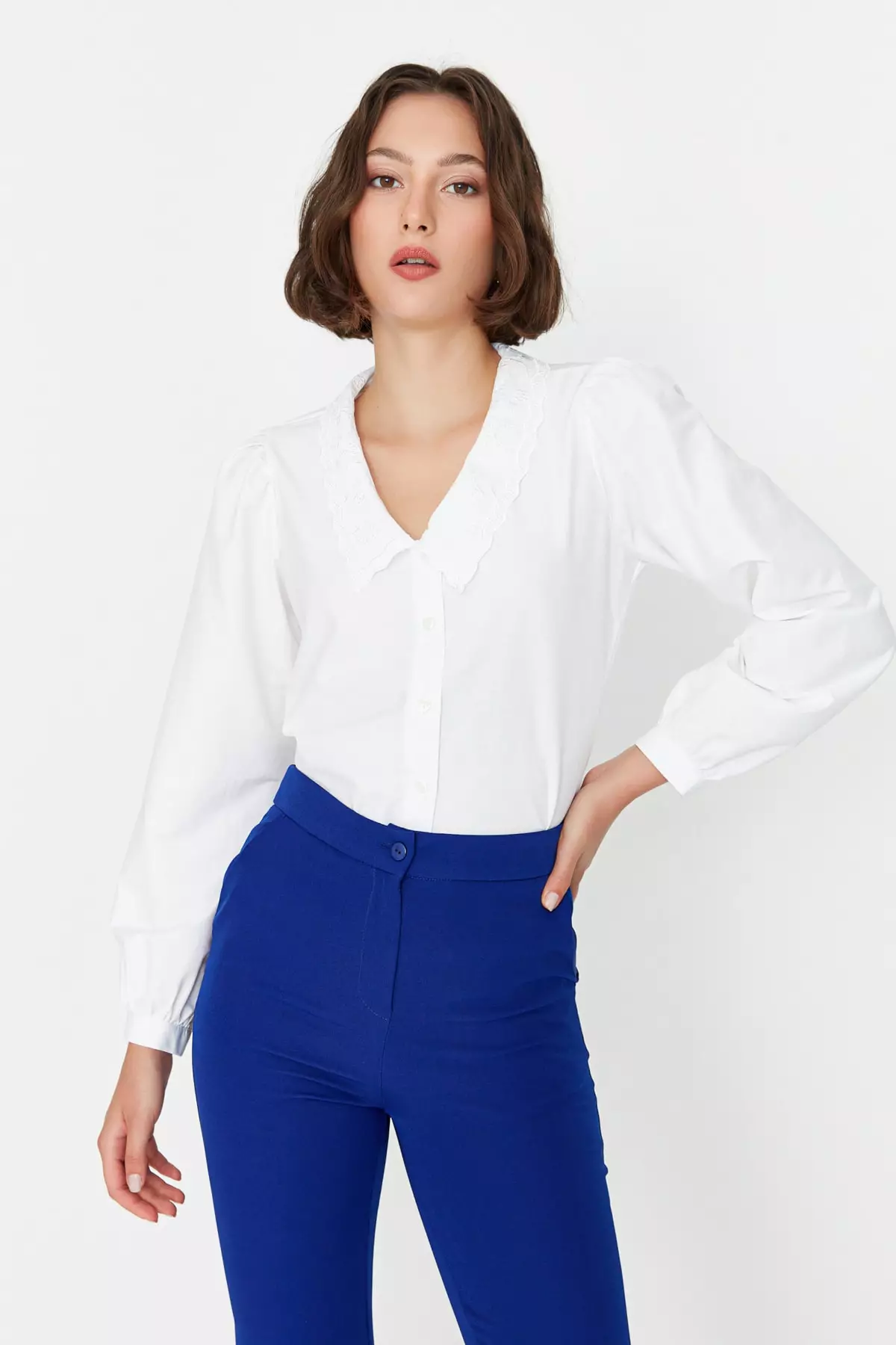 Embroidered Collar Detail Blouse