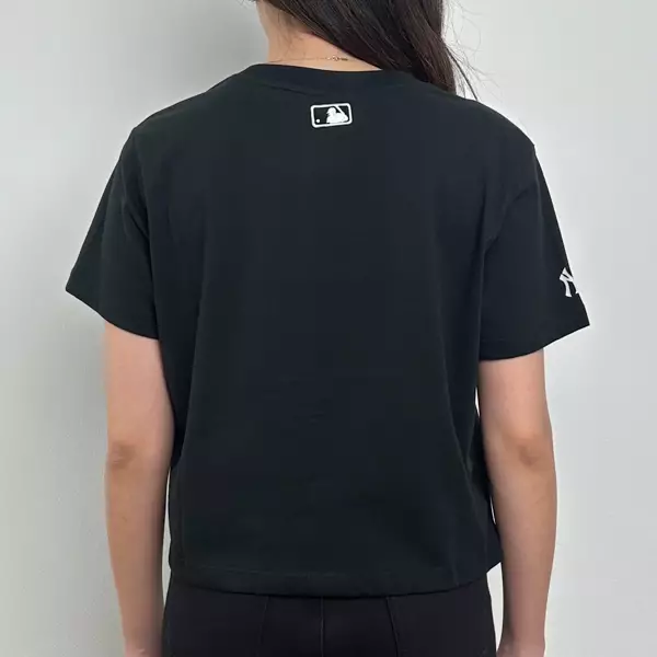 Kaos MLB YANKEES SIGNATURE WHITE BLACK CROP 100% ORIGINAL
