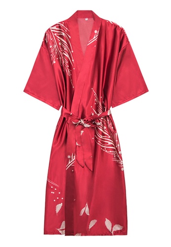 ZITIQUE red Long Ice Silk Pajamas-Red 0E36FUS910DC06GS_1