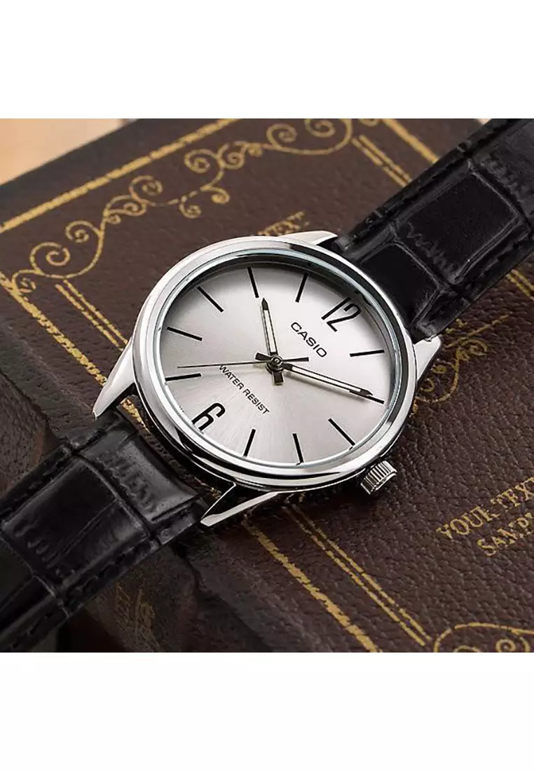 Couple's Analog Watch MTP/LTP-V005L-7B Black Leather Band Pair Watch