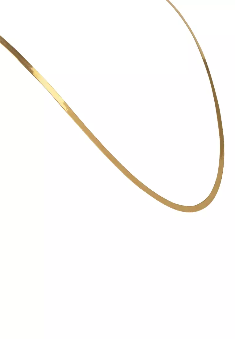Bold Herringbone Chain Necklace 14k Gold- 16 inches