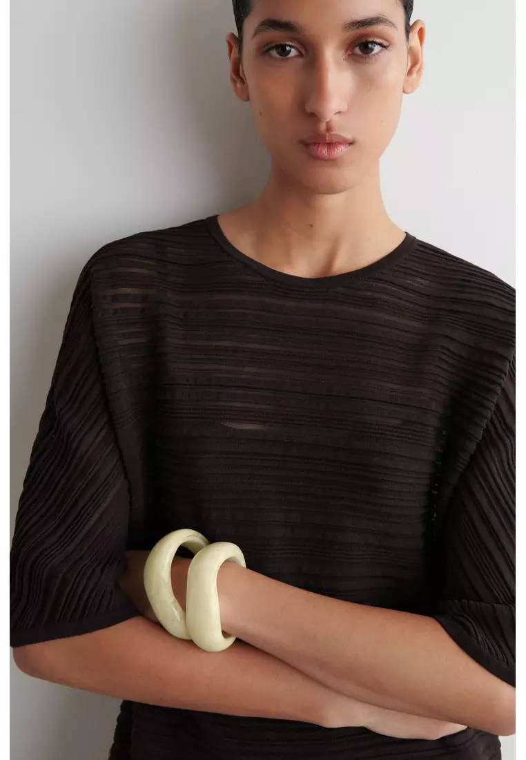 PLEATED KNITTED MINI DRESS
