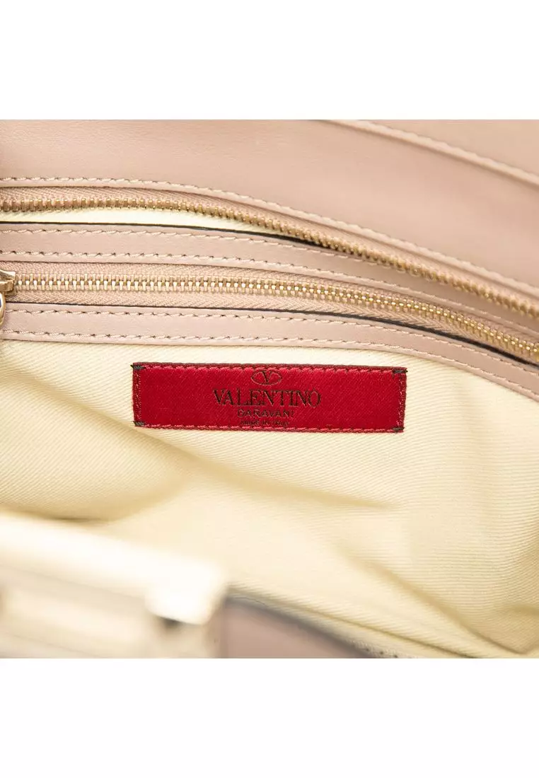 Pre-Loved Valentino Small Leather Rockstud Double Handle Tote