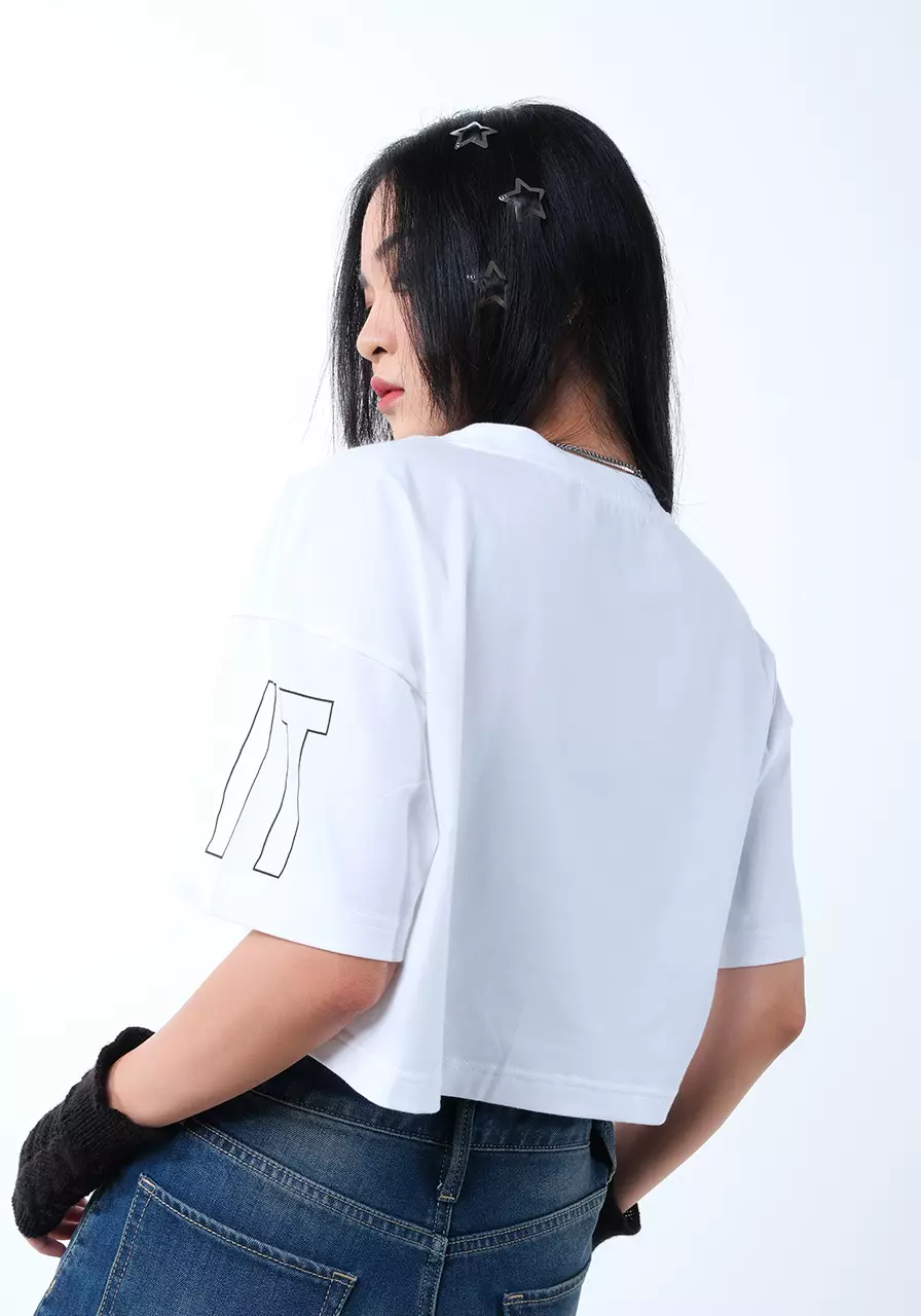 Kaos Wanita Cropped Emma White