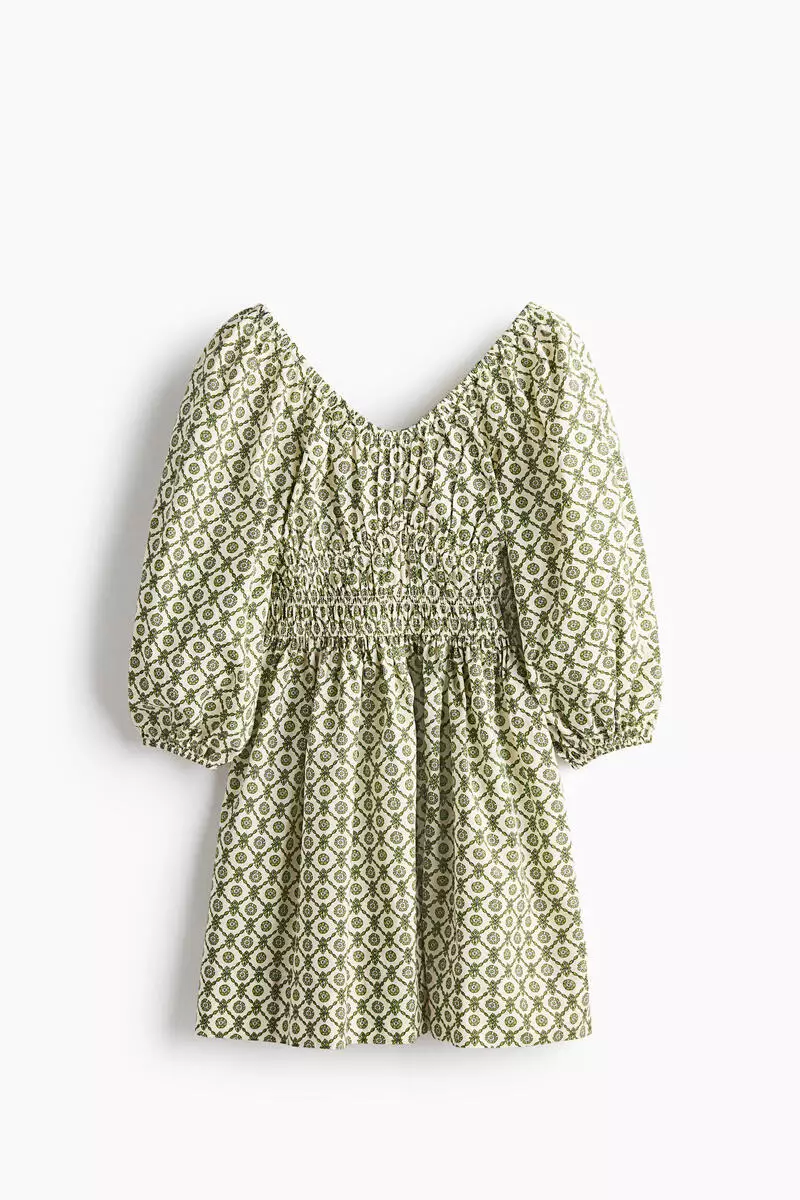 Flared-skirt cotton dress