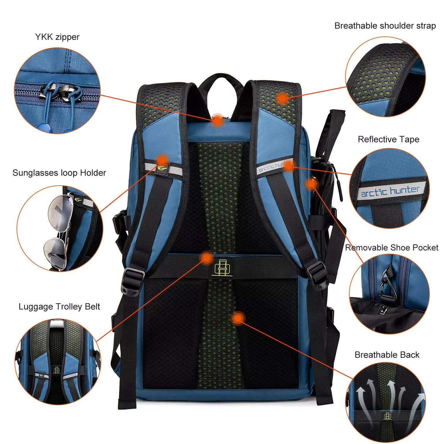 Arctic Hunter B00391 Tas Ransel Backpack Laptop Sporty Olah Raga Basket pria USB 15.6 Inch - BLUE