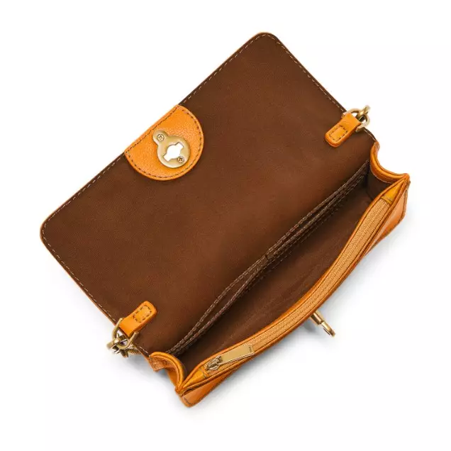 Fosssil Ainsley Wallet Crossbody Honey Gold Leather Tas Wanita - SHB3152-701