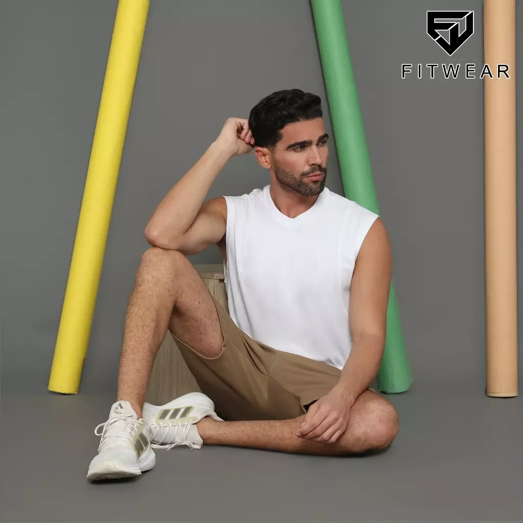 Fitwear Muscle Tee Olahraga Pria Fitwear ZAYAN COTTON ROUND NECKLINE - WHITE