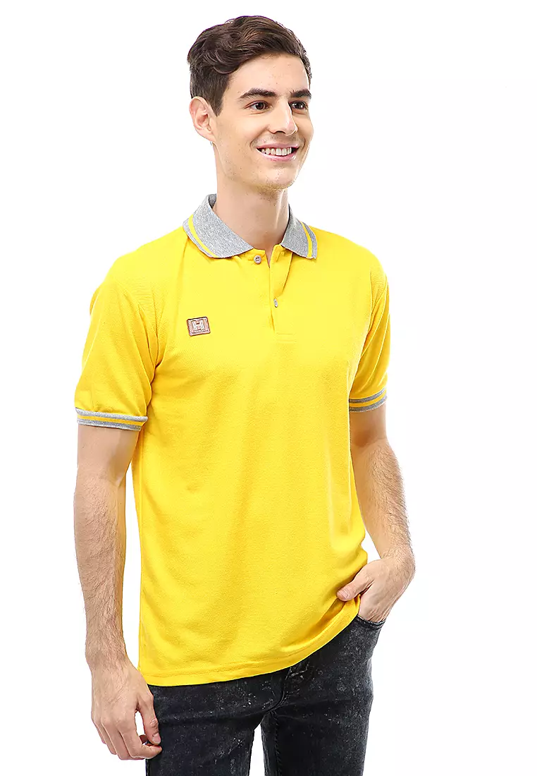 Jack T-Shirt Atasan Kasual Kaos Polos Pria Kerah Lengan Pendek Material Cotton ORIGINAL - Yellow