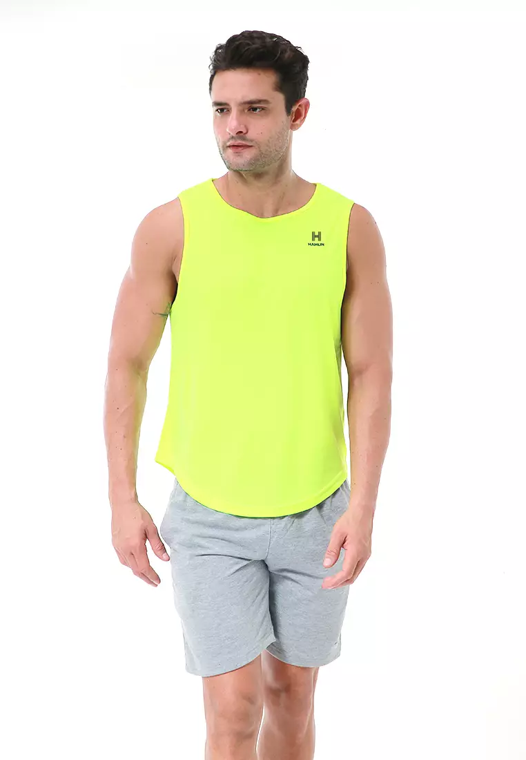 Bobby Atasan Kasual Pria Singlet Gym Motif Polos Sleeveless Sports Shirt Material Polyester Fiber ORIGINAL - Green