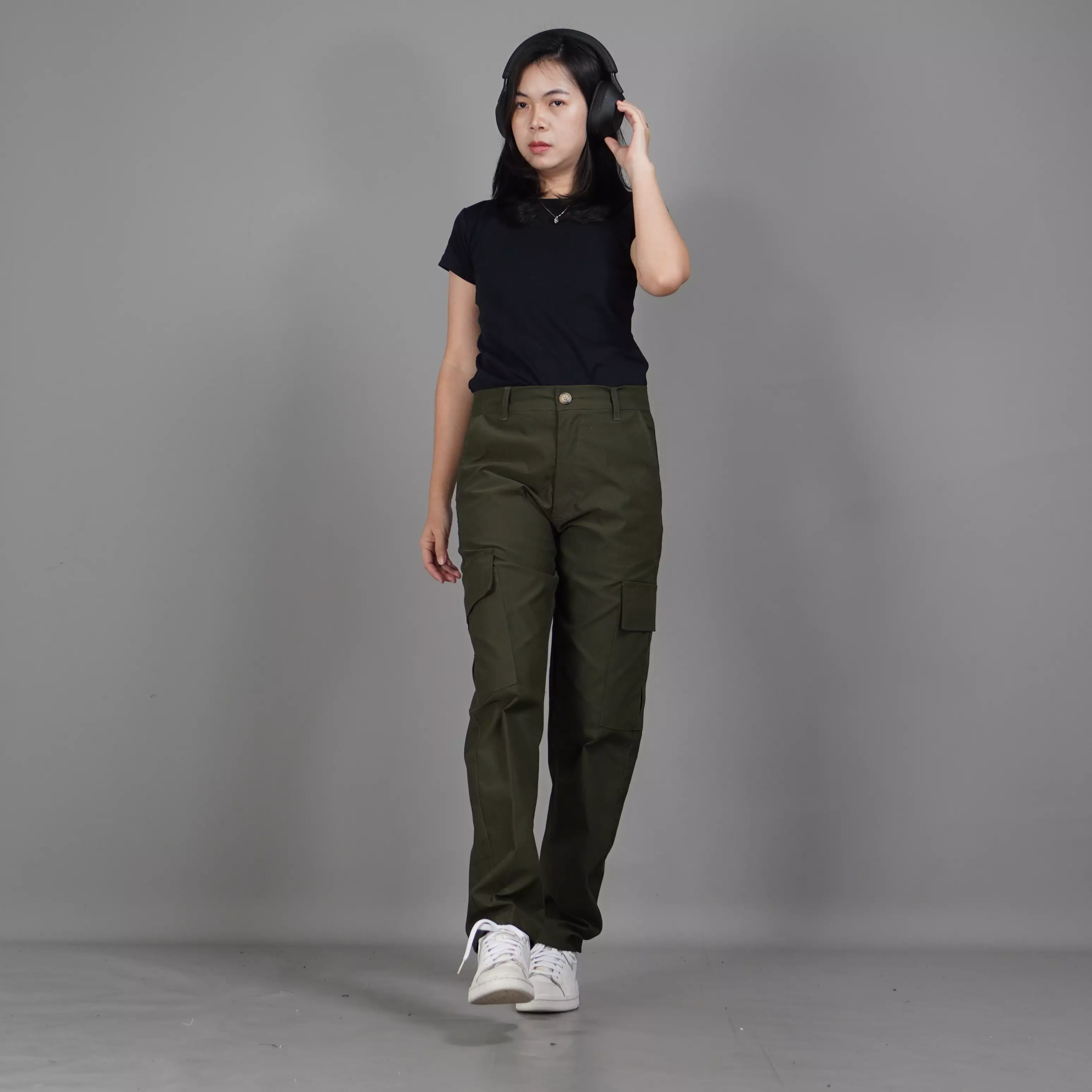  RAYSA Celana Panjang Cargo Celana Cargo Wanita Celana Wanita - ARMY