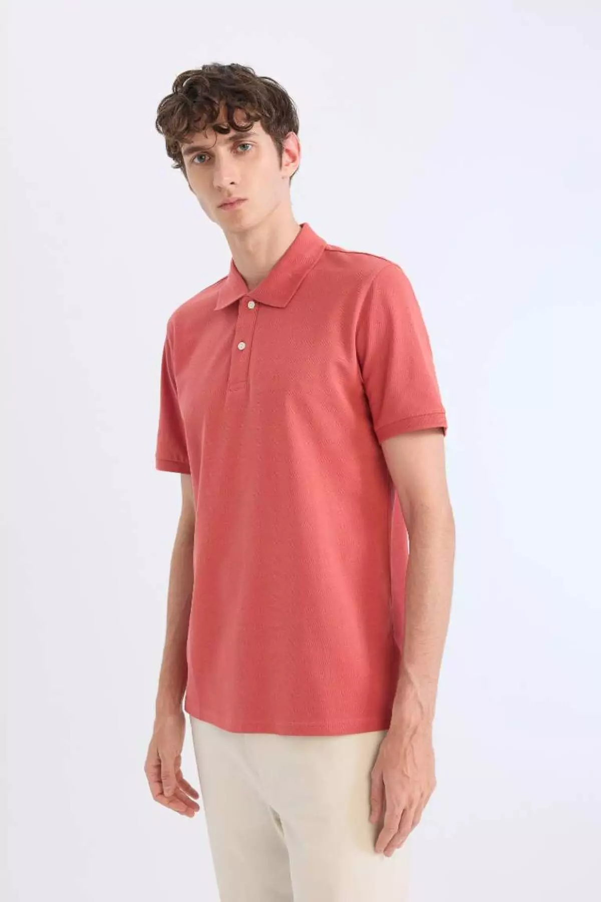 100% Cotton Regular Fit Polo Collar Short Sleeve Basic Plain Pique Fabric T-Shirt C1293Ax25Sp