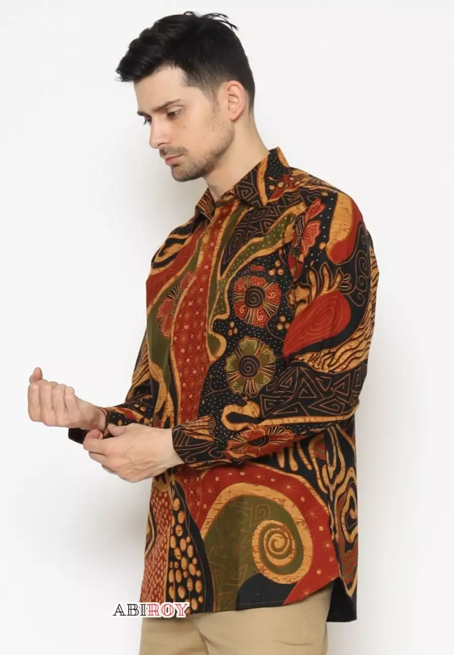 Kemeja Batik Lasm Pria Premium Slimfit Elegant Modern Lengan Panjang Airlangga