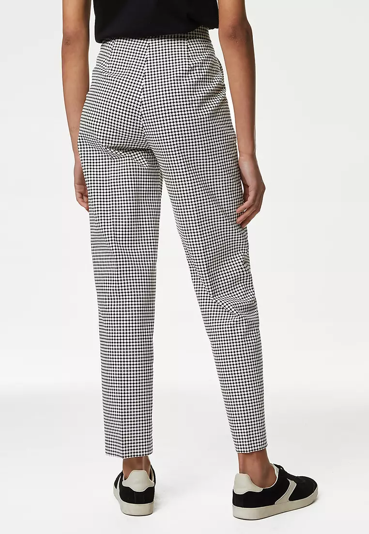 Cotton Rich Geometric Slim Fit Ankle Grazer Trousers