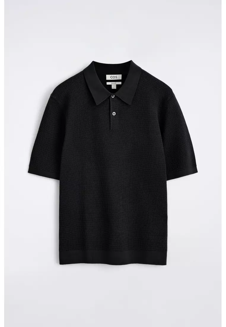 WAFFLE-KNIT COTTON POLO SHIRT