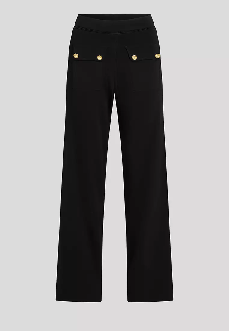 Button-Detail Knit Pants