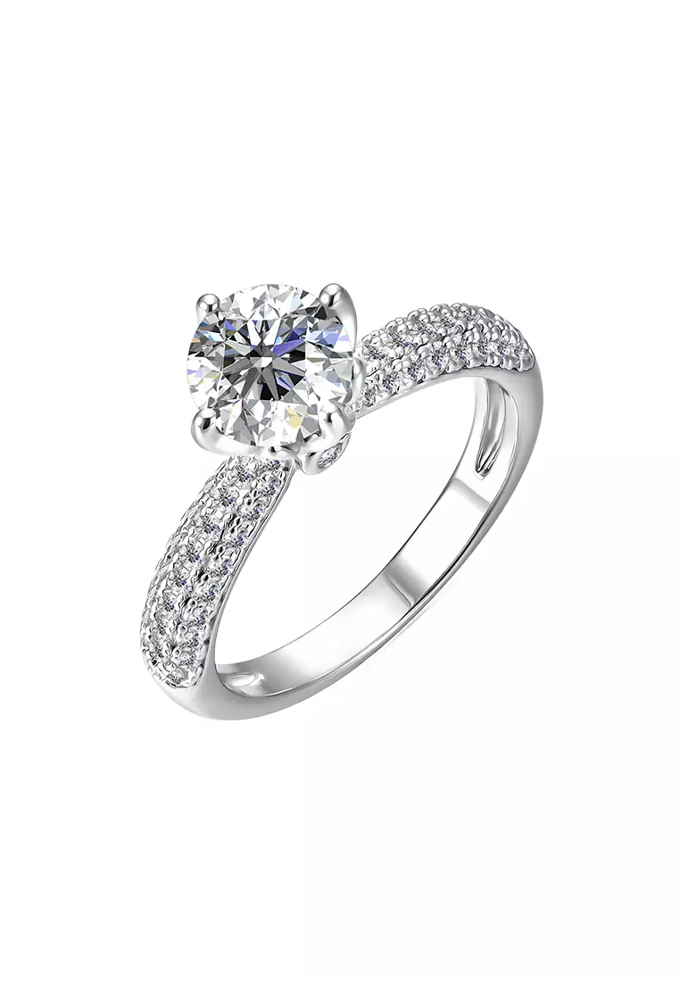 Berlian Moissanite Corinne Ring [GRA CERTIFICATE MOISSANITE DIAMOND] - Cincin Moissanite Diamond 1,2CT 925 Silver Celesta by Her Jewellery