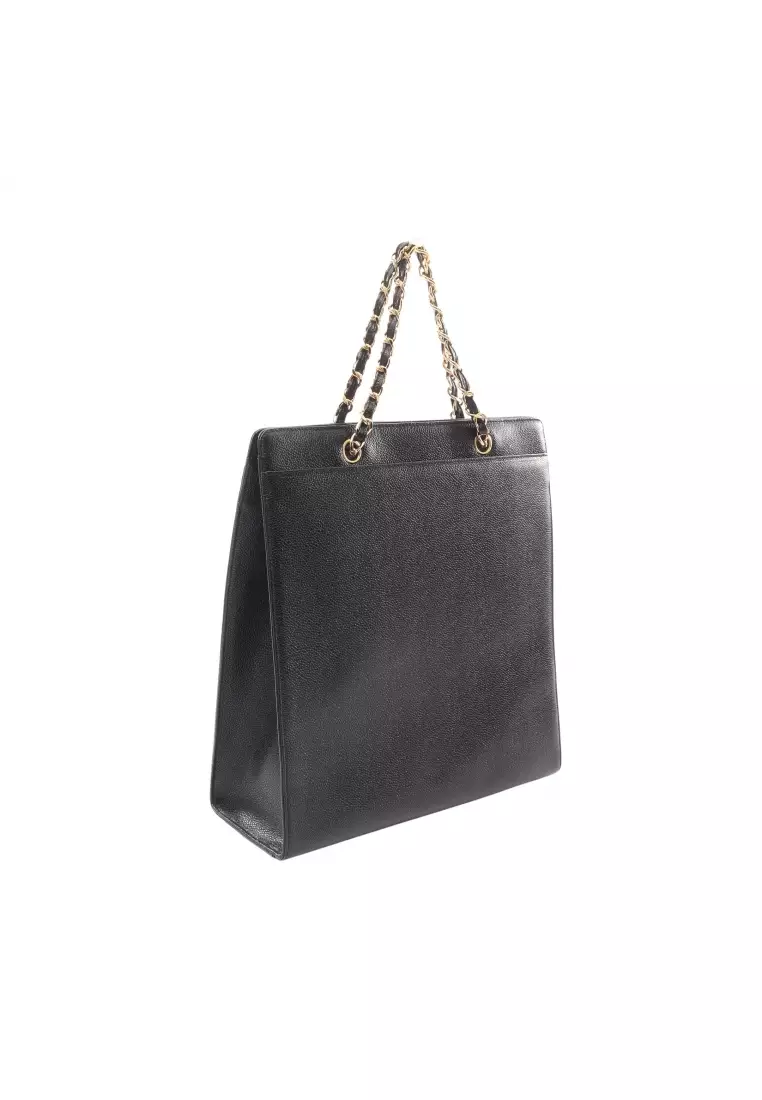 Chanel tote caviar black online