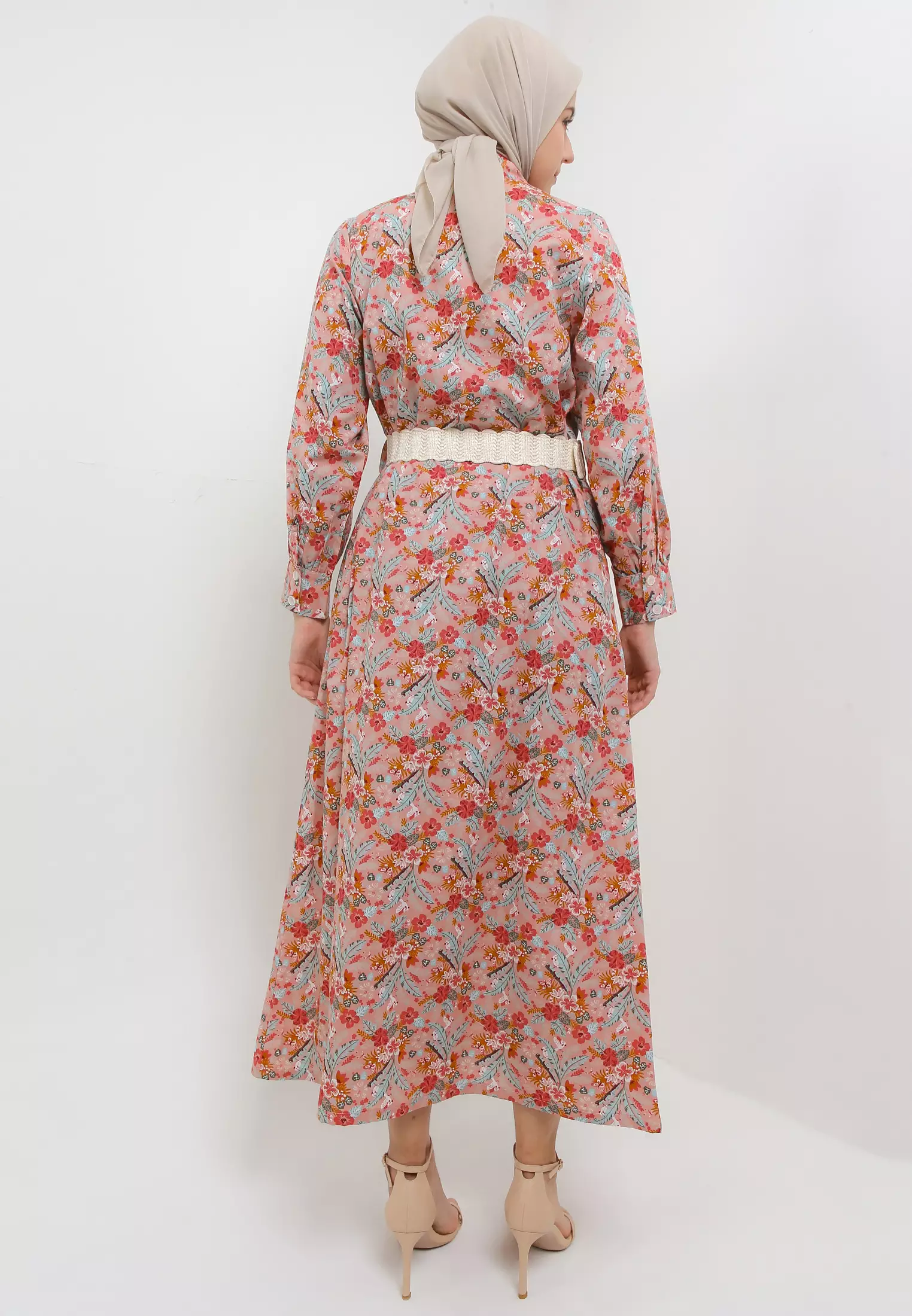 MFMW Vyora Dress Gamis Dusty Pink Motif Bunga