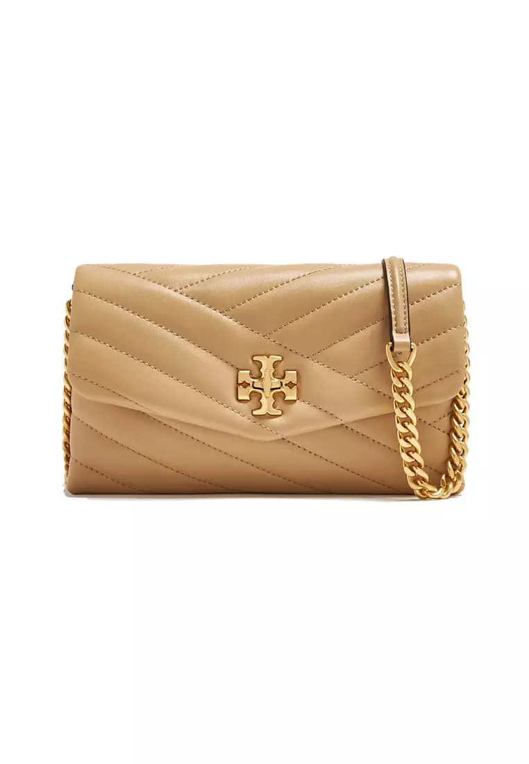TORY BURCH Kira Chevron Chain Wallet Desert Dune 90343