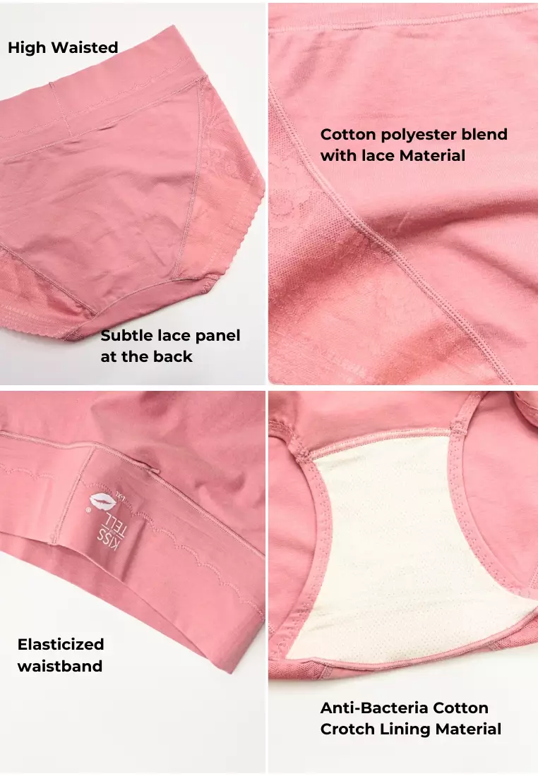 6 Pack Noelle High Waisted Cotton with Lace Panties Bundle B