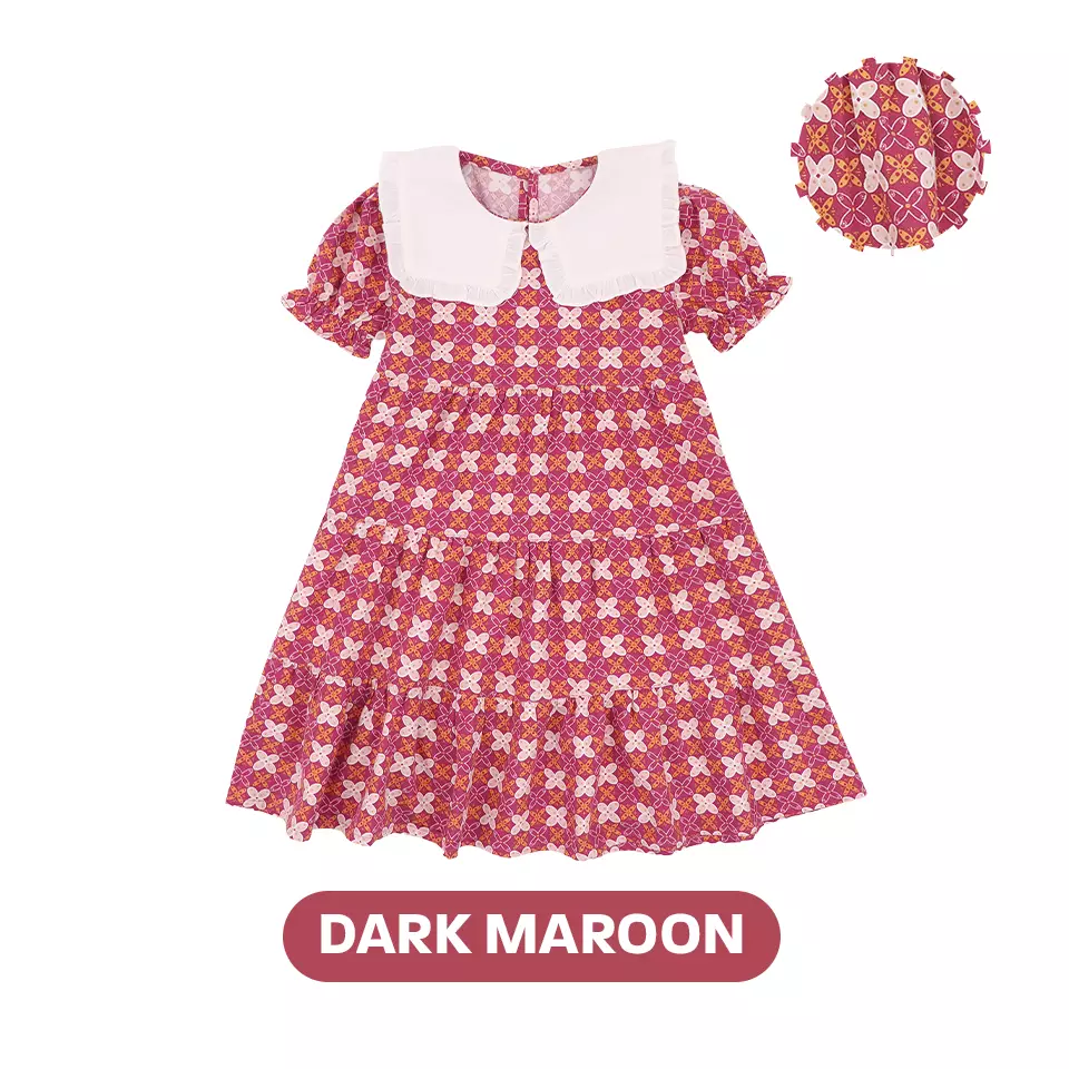 Mooi Dress Anak Perempuan Kaluna Batik Dress - Dark Maroon