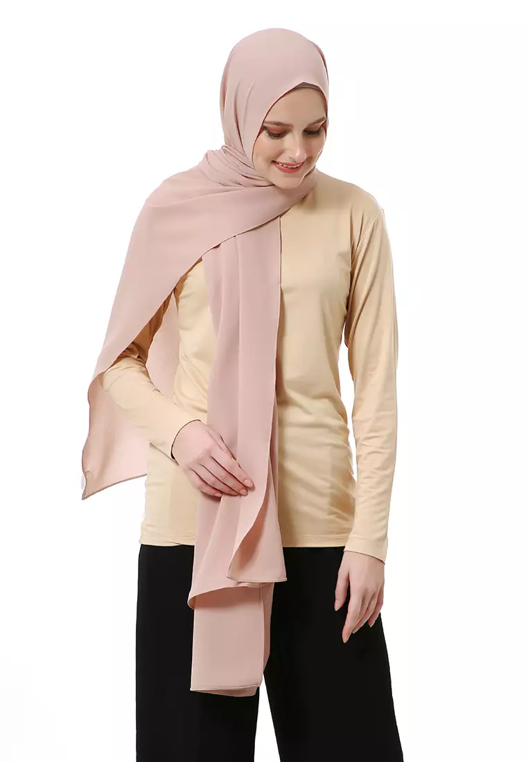 Marit Pashmina Syari Polos Muslimah Wanita Premium High Quality - Cream