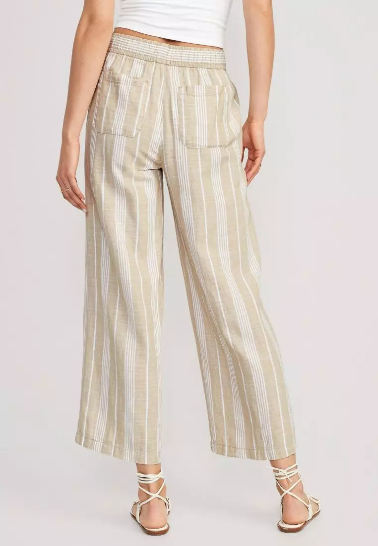 Buy Old Navy High-Waisted Striped Linen-Blend Wide-Leg Pants 2024