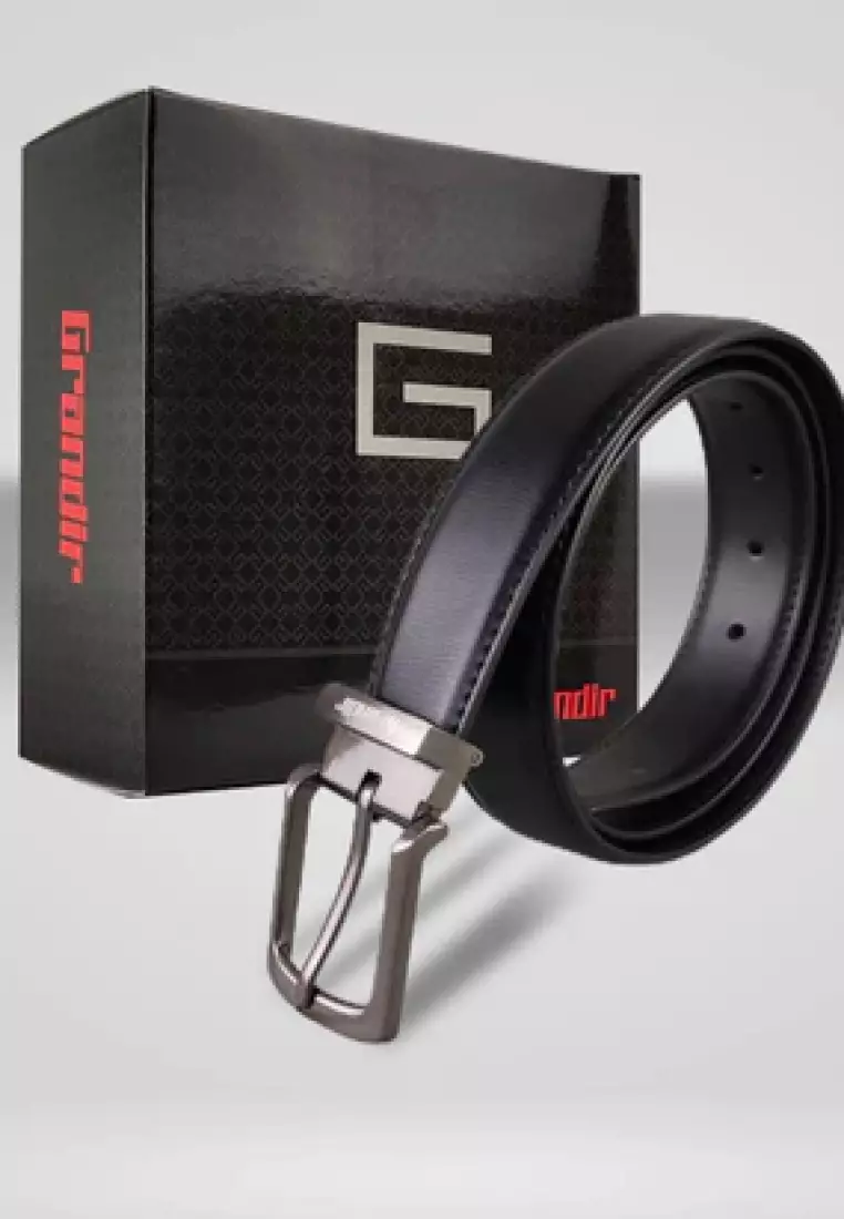 Grandir Ikat Pinggang Pira Kulit Sintetis Premium Sabuk Gesper Branded Impor Men Belt Casual P 0911722301BLA