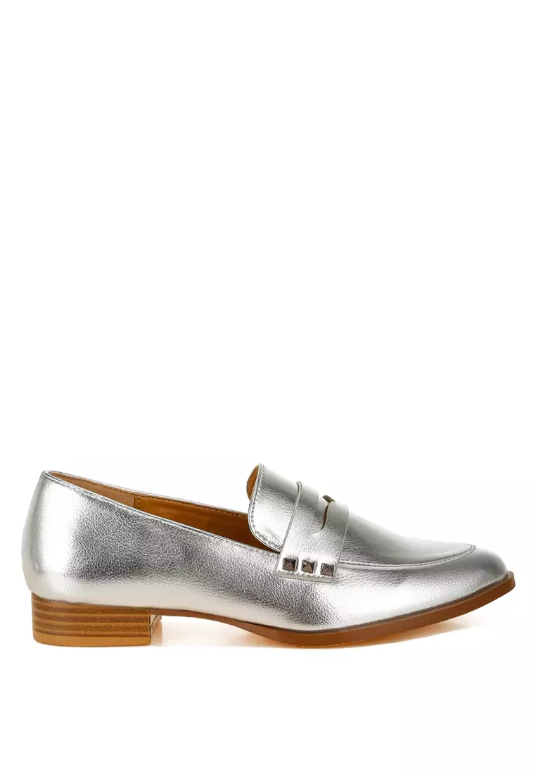 Discount on Rag & CO.  shoes - SKU: Penny Strap Metallic Loafers in Silver
