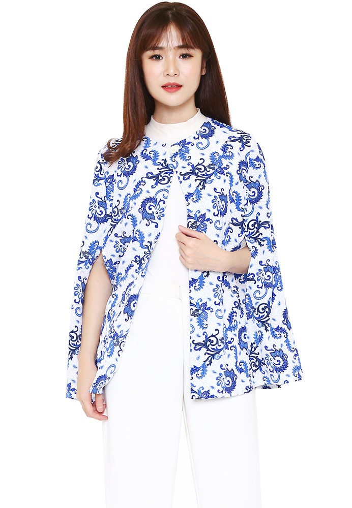 Jual Flike Batik Outer Batik Simpel Motif Gentongan Biru