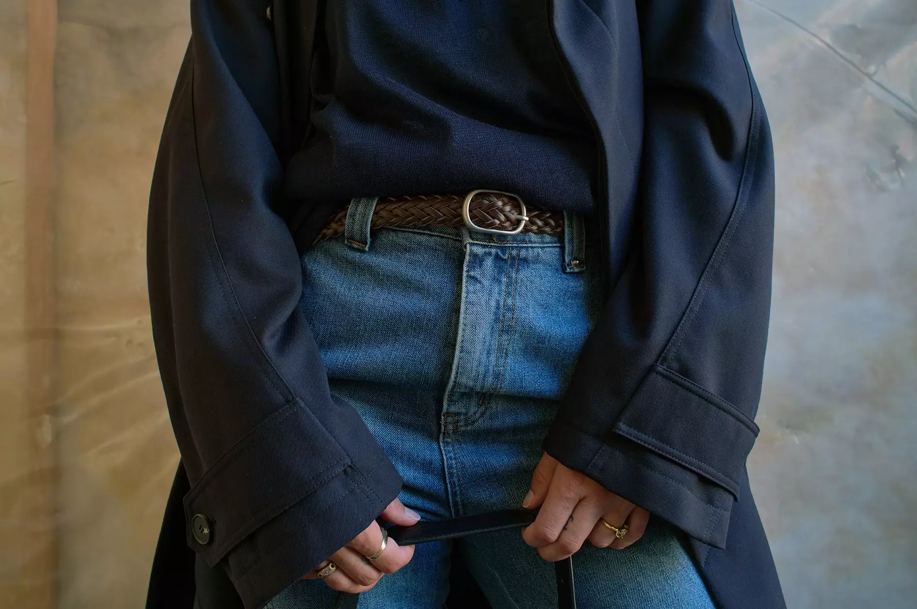 LIEN WOVEN LEATHER BELT organ brown