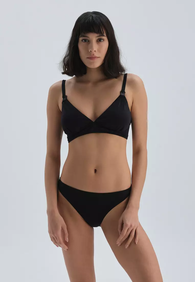 Plain black triangle shop bikini