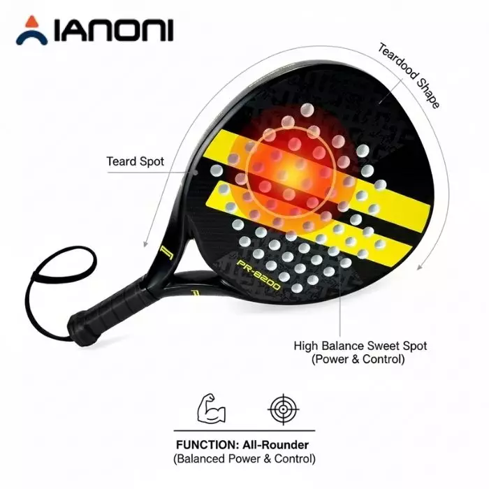 Raket Padel Carbon Ianoni PR8200 Yellow GRATIS tas